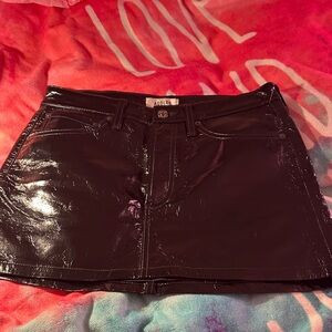 Agolde Shiny Black Mini Skirt